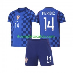 Maglia Croazia Ivan Perisic 14 Divisa Away Mondiali 2026 Manica Corta ,Bambino