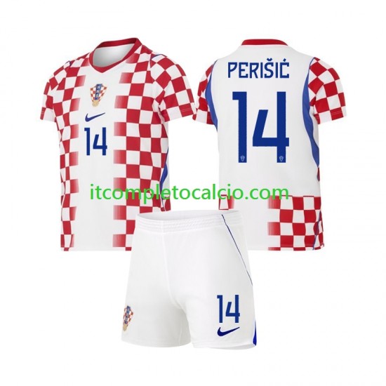 Maglia Croazia Ivan Perisic 14 Divisa Home Mondiali 2026 Manica Corta ,Bambino
