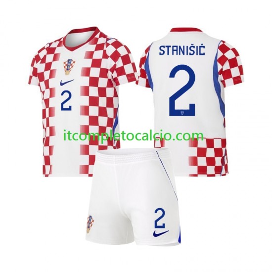 Maglia Croazia Josip Stanisic 2 Divisa Home Mondiali 2026 Manica Corta ,Bambino