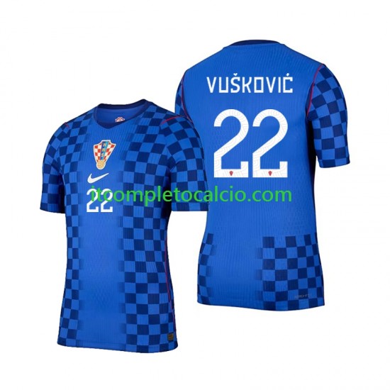 Maglia Croazia Luka Vuskovic 22 Divisa Away Mondiali 2026 Manica Corta ,Uomo