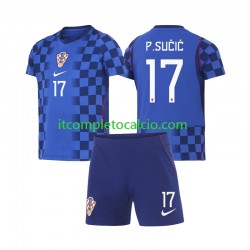Maglia Croazia Petar Sucic 17 Divisa Away Mondiali 2026 Manica Corta ,Bambino