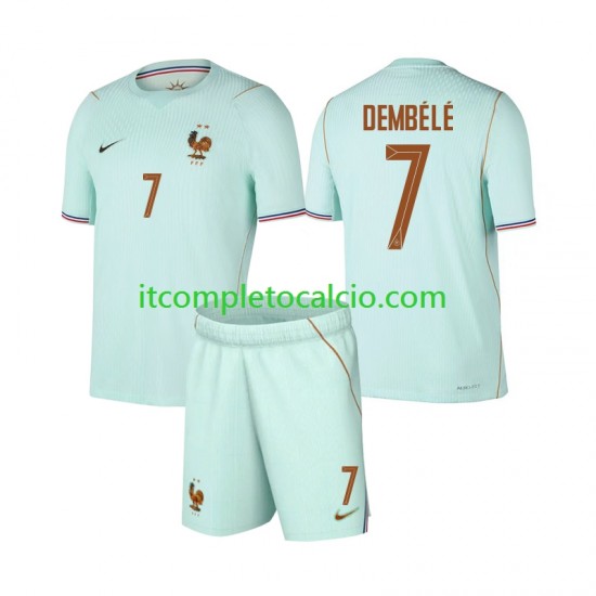 Maglia Francia Ousmane Dembele 7 Divisa Away Mondiali 2026 Manica Corta ,Bambino