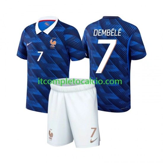 Maglia Francia Ousmane Dembele 7 Divisa Home Mondiali 2026 Manica Corta ,Bambino