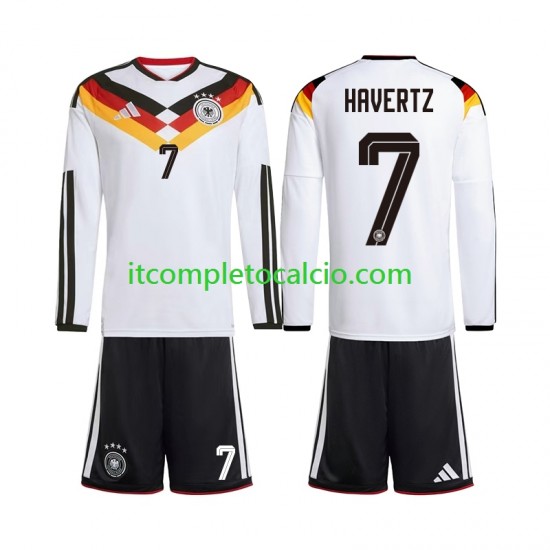 Maglia Germania Kai Havertz 7 Divisa Home Mondiali 2026 Manica Lunga ,Bambino