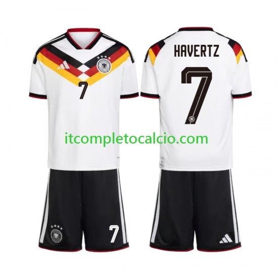 Maglia Germania Kai Havertz 7 Divisa Home Mondiali 2026 Manica Corta ,Bambino