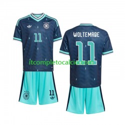 Maglia Germania Nick Woltemade 11 Divisa Away Mondiali 2026 Manica Corta ,Bambino