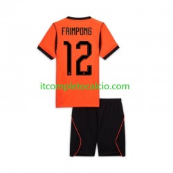 Maglia Paesi Bassi Jeremie Frimpong 12 Divisa Home Mondiali 2026 Manica Corta ,Bambino