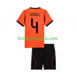 Maglia Paesi Bassi Virgil van Dijk 4 Divisa Home Mondiali 2026 Manica Corta ,Bambino