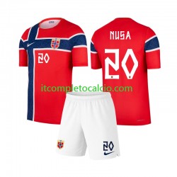 Maglia Norvegia Antonio Nusa 20 Divisa Home Mondiali 2026 Manica Corta ,Bambino