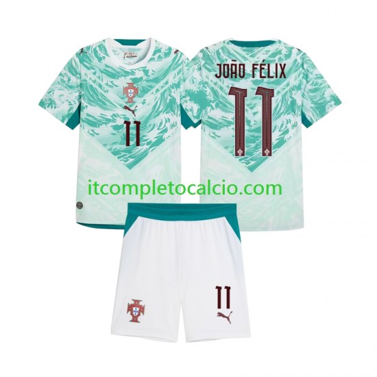 Maglia Portogallo Joao Felix 11 Divisa Away 2026 2027 Manica Corta ,Bambino