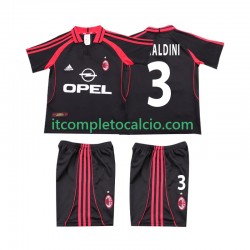 Maglia AC Milan MALDINI 3 2000 2001 Retro Terza Divisa Manica Corta ,Bambino