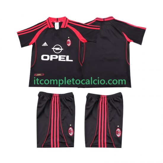 Maglia AC Milan 2000 2001 Retro Terza Divisa Manica Corta ,Bambino