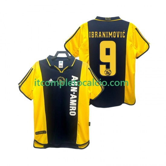 Maglia AFC Ajax IBRANIMOVIC 9 2000 2001 Retro Divisa Away Manica Corta ,Uomo