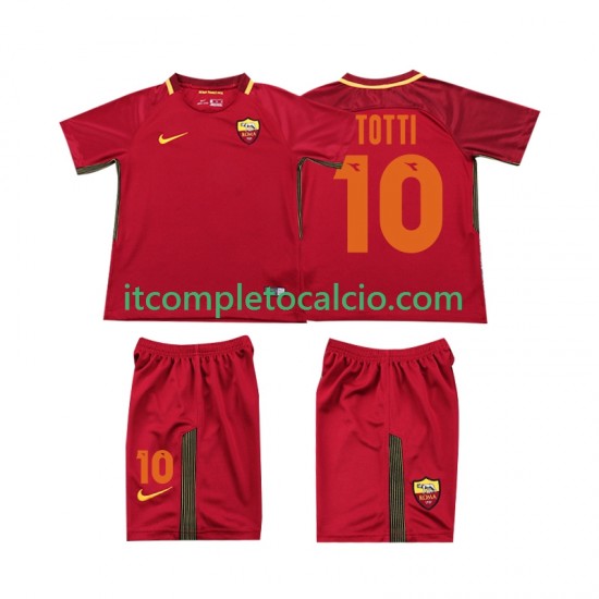 Maglia AS Roma Totti 10 2017-2018 Retro Divisa Home Manica Corta ,Bambino