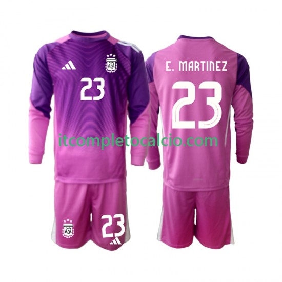 Maglia Argentina Emiliano Martinez 23 Portiere Divisa Home 2025 Manica Lunga ,Bambino