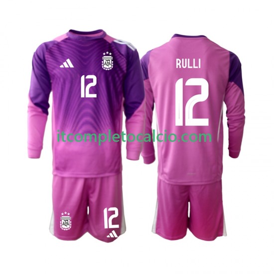Maglia Argentina Geronimo Rulli 12 Portiere Divisa Home 2025 Manica Lunga ,Bambino