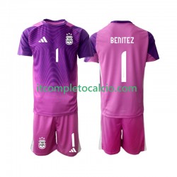 Maglia Argentina Walter Daniel Benitez 1 Portiere Divisa Home 2025 Manica Corta ,Bambino