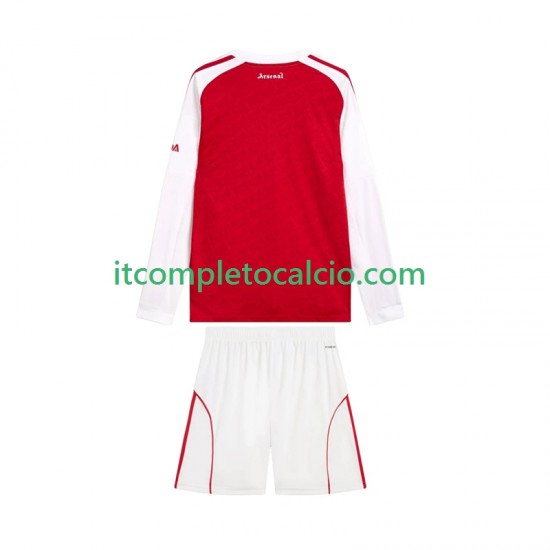 Maglia Arsenal Divisa Home 2025-2026 Manica Lunga ,Bambino