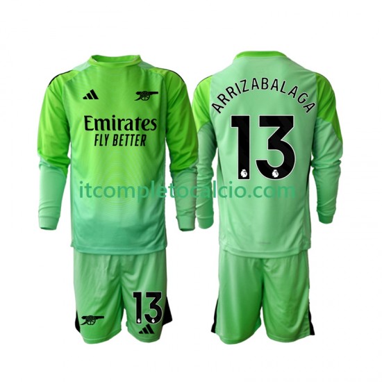Maglia Arsenal Kepa Arrizabalaga 13 Portiere Divisa Away 2025-2026 Manica Lunga ,Bambino