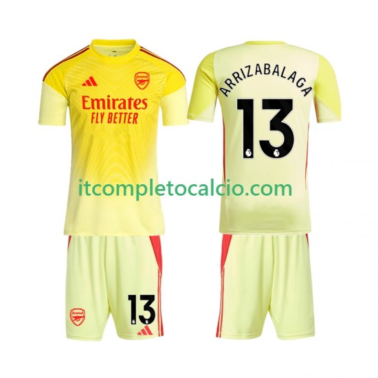 Maglia Arsenal Kepa Arrizabalaga 13 Portiere Divisa Home 2025-2026 Manica Corta ,Bambino