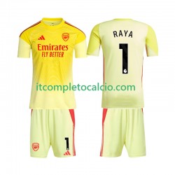 Maglia Arsenal Raya 1 Portiere Divisa Home 2025-2026 Manica Corta ,Bambino