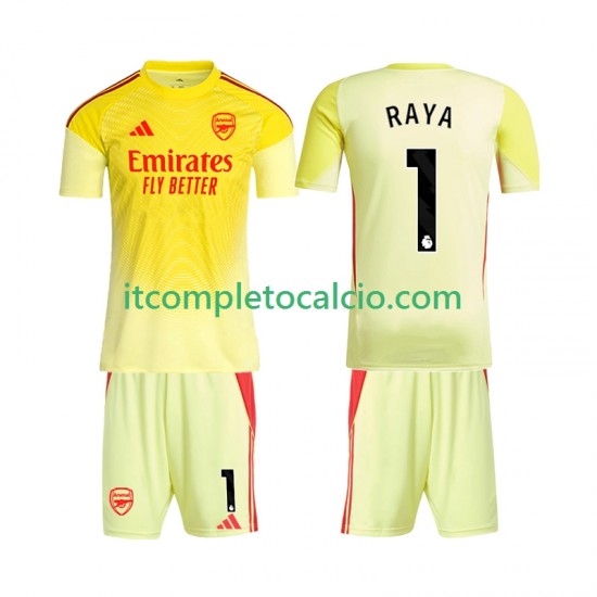 Maglia Arsenal Raya 1 Portiere Divisa Home 2025-2026 Manica Corta ,Bambino