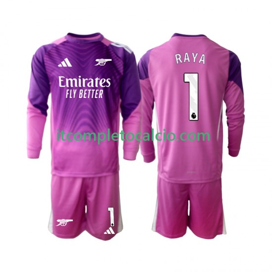 Maglia Arsenal Raya 1 Portiere Terza Divisa 2025-2026 Manica Lunga ,Bambino