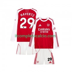Maglia Arsenal Kai Havertz 29 Divisa Home 2025-2026 Manica Lunga ,Bambino