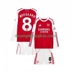 Maglia Arsenal Martin Odegaard 8 Divisa Home 2025-2026 Manica Lunga ,Bambino