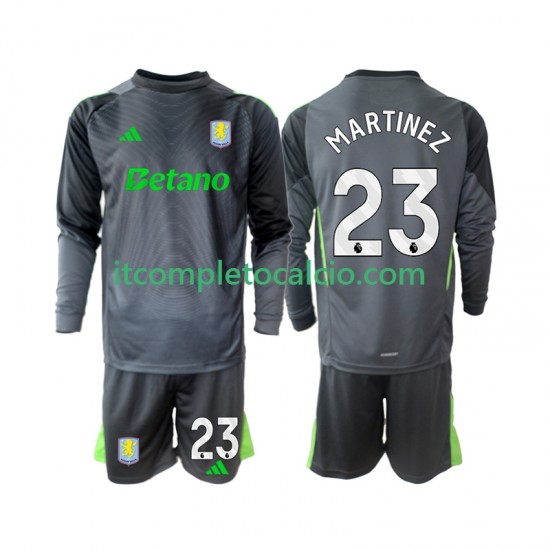 Maglia Aston Villa Emiliano Martinez 23 Portiere Divisa Home 2025-2026 Manica Lunga ,Bambino