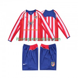 Maglia Atlético Madrid 2005 Retro Divisa Home 2004 Manica Lunga ,Bambino