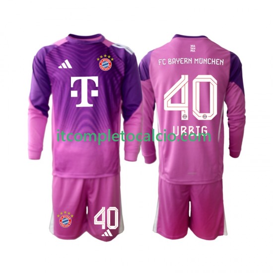 Maglia FC Bayern München Jonas Urbig 40 Portiere Quarto Divisa 2025-2026 Manica Lunga ,Bambino