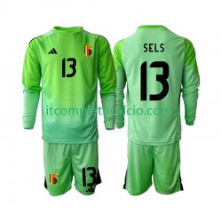 Maglia Belgio Matz Sels 13 Portiere Divisa Home 2025 Manica Lunga ,Bambino