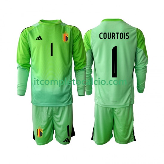 Maglia Belgio Thibaut Courtoi 1 Portiere Divisa Home 2025 Manica Lunga ,Bambino