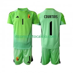 Maglia Belgio Thibaut Courtoi 1 Portiere Divisa Home 2025 Manica Corta ,Bambino