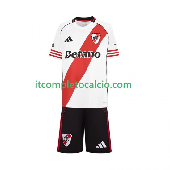Maglia CA River Plate Divisa Home 2025-2026 Manica Corta ,Bambino