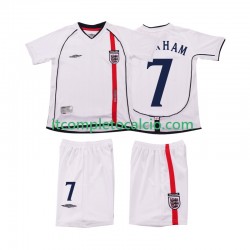 Maglia Inghilterra BECKHAM 7 Retro Divisa Home 2002 Manica Corta ,Bambino
