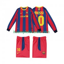 Maglia FC Barcelona Lionel Messi 10 Retro Divisa Home 2011 2010 Manica Lunga ,Bambino