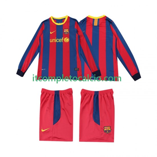 Maglia FC Barcelona Retro Divisa Home 2011 2010 Manica Lunga ,Bambino
