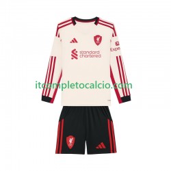 Maglia Liverpool Divisa Away 2025-2026 Manica Lunga ,Bambino