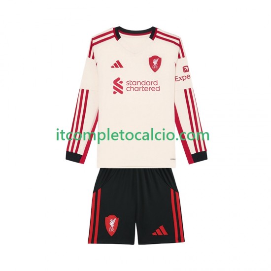 Maglia Liverpool Divisa Away 2025-2026 Manica Lunga ,Bambino