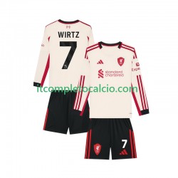 Maglia Liverpool Florian Wirtz 7 Divisa Away 2025-2026 Manica Lunga ,Bambino
