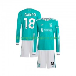 Maglia Liverpool Gakpo 18 Terza Divisa 2025-2026 Manica Lunga ,Bambino