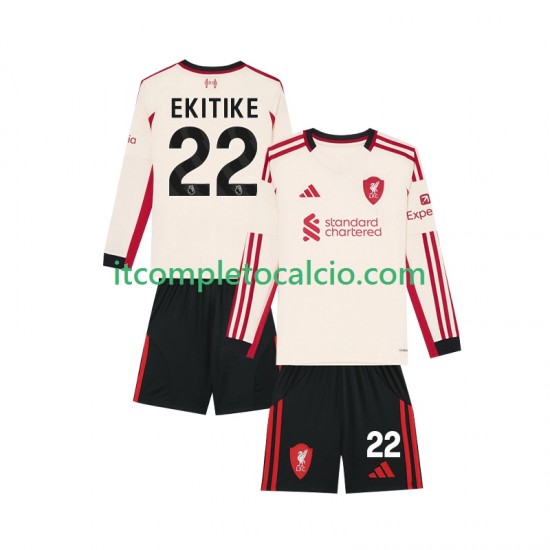 Maglia Liverpool Hugo Ekitike 22 Divisa Away 2025-2026 Manica Lunga ,Bambino