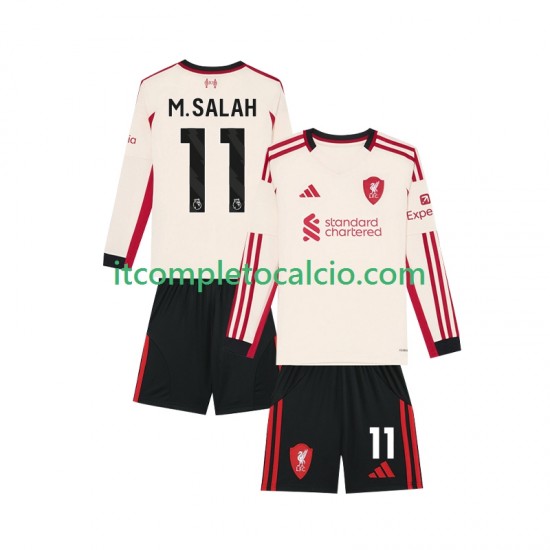 Maglia Liverpool Mohamed Salah 11 Divisa Away 2025-2026 Manica Lunga ,Bambino