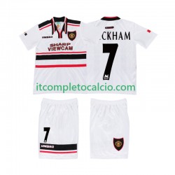 Maglia Manchester United BECKHAM 7 Retro Divisa Away 1998 Manica Corta ,Bambino
