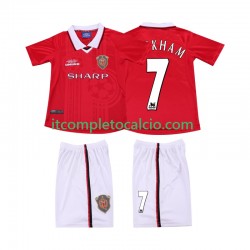 Maglia Manchester United BECKHAM 7 2000 Retro Divisa Home 1999 Manica Corta ,Bambino