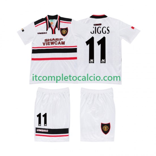 Maglia Manchester United GIGGS 11 Retro Divisa Away 1998 Manica Corta ,Bambino