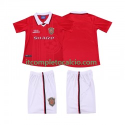 Maglia Manchester United 2000 Retro Divisa Home 1999 Manica Corta ,Bambino