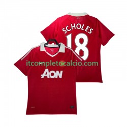 Maglia Manchester United SCHOLES 18 Retro Divisa Home 2011 2010 Manica Corta ,Uomo